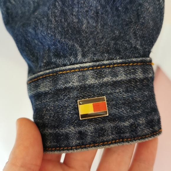 Tommy Hilfiger zip up dark wash denim jacket women's Medium - Picture 3 of 7